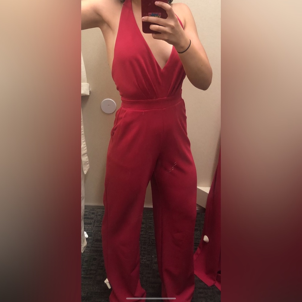 Hot pink halter romper dress